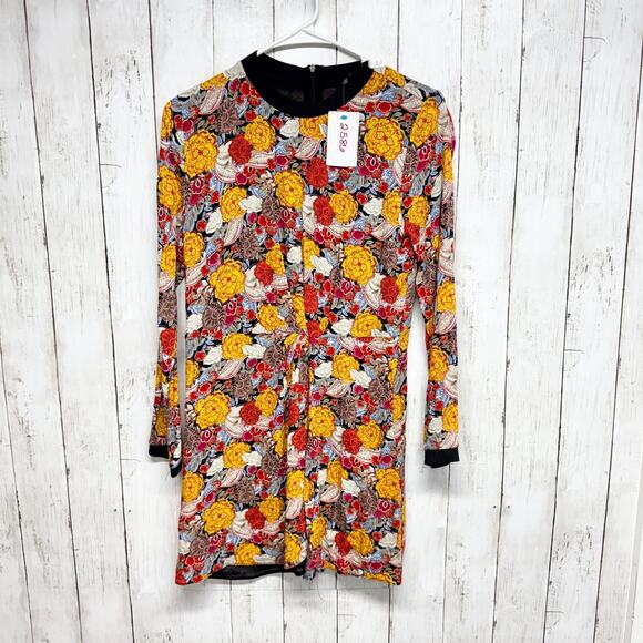 Zara Dresses & Skirts - Zara Trafaluc Dress Women Size Medium Multicolor Floral Pleated Long Sleeve Mini